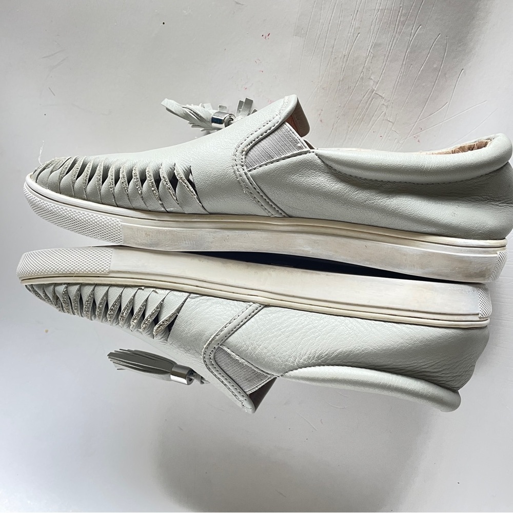 J Slides Moccasin Cheyenne Tassel Gray Leather Slip-on Sneakers Shoes Flats 7.5 - Picture 10 of 12